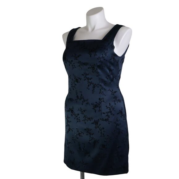 Vintage City Triangle Whimsigoth Satin Glitter Floral Mini Dress Goth Glam Party - Picture 8 of 15